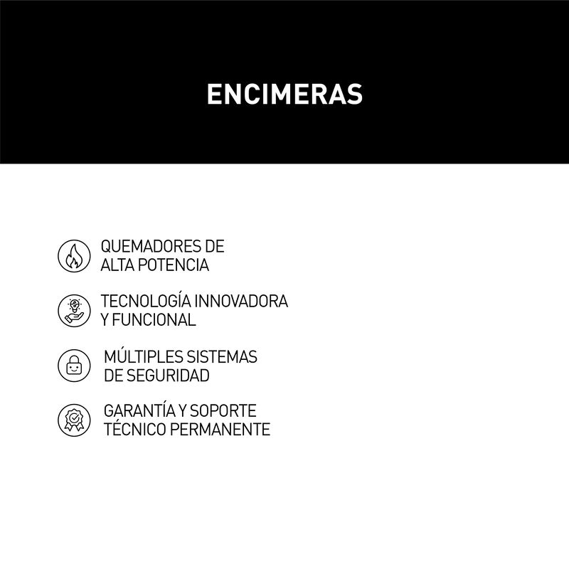 ENCIMERA A GAS GSC-75330 75 CM 5 QUEMADORES 75X50 CM