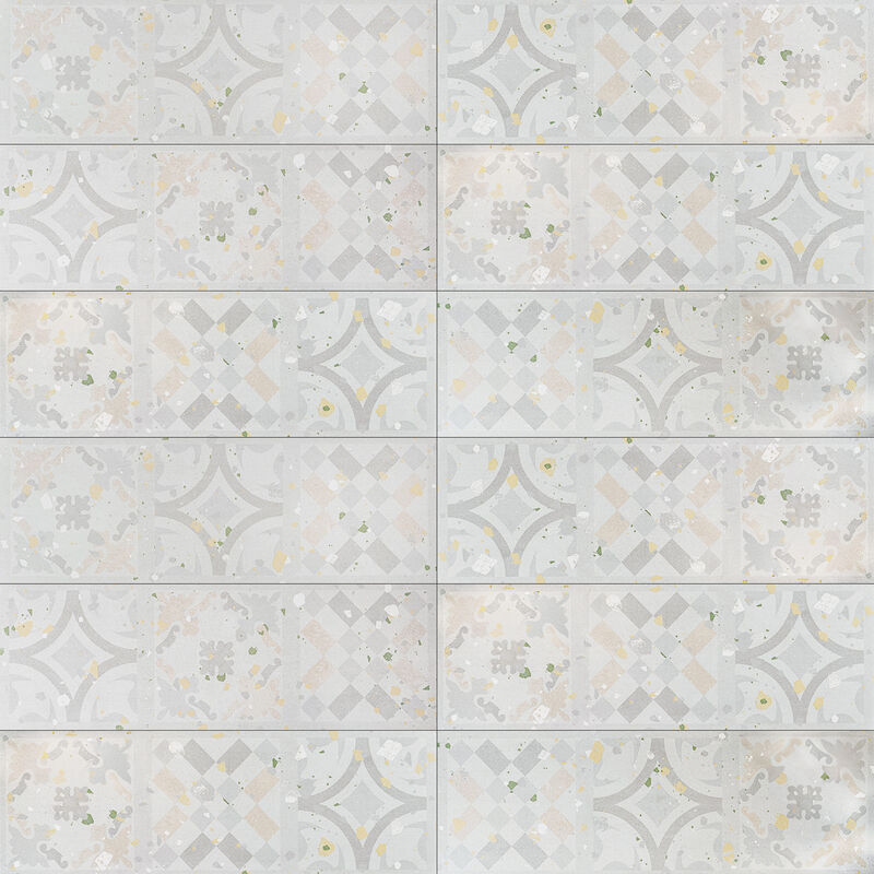 CERÁMICO ESMALTADO SIVIGLIA LIGHT GREY CEMENTINE MIX DECO MATE 40X120 CM