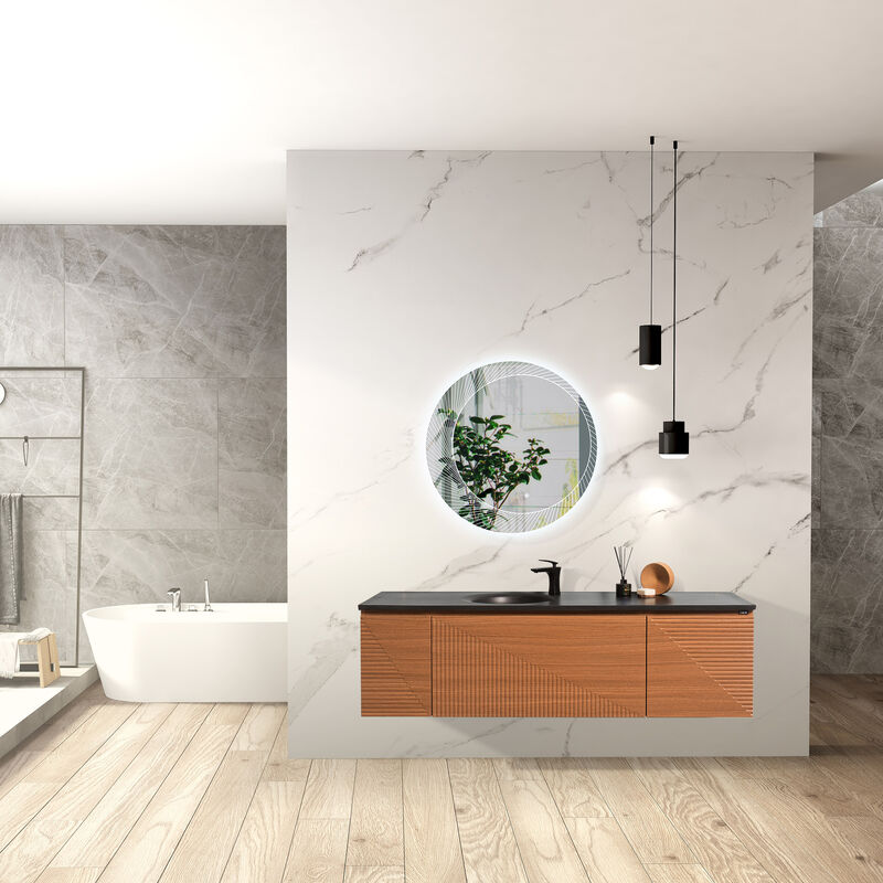 MUEBLE CON LAVATORIO SUSPENDIDO LEVEL CARAMEL 166X53X45 CM