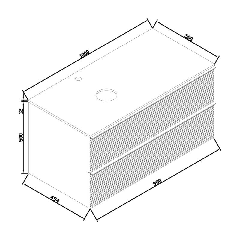 MUEBLE DE BAÑO SUSPENDIDO OCEAN 100X50X50 CM CON TABLERO