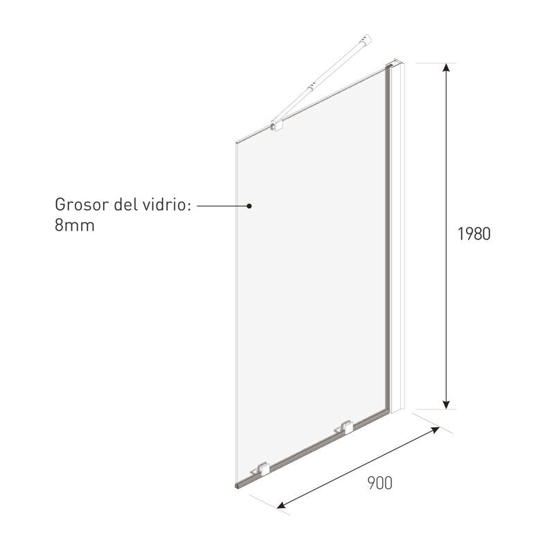 KLIPEN MAMPARA PARA DUCHA FIJA GRID NEGRO MATE 90X198CM 8MM
