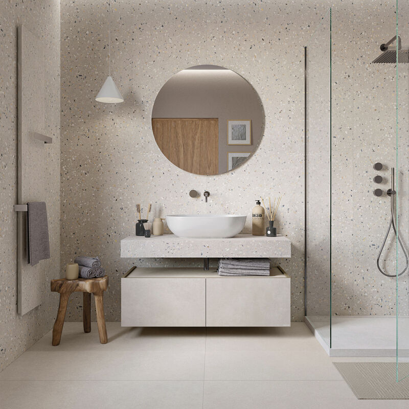 PORCELANATO NO ESMALTADO CONCRETE TERRAZO RICE NAT MATE 60X120 CM