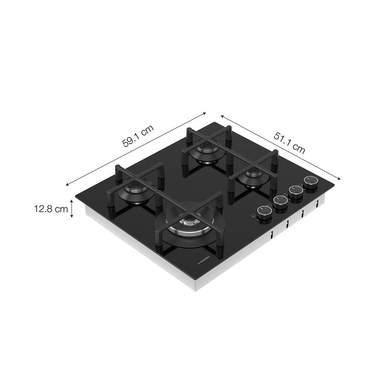 ENCIMERA A GAS SOLCO077 60 CM 4 QUEMADORES 60X50X10.8 CM