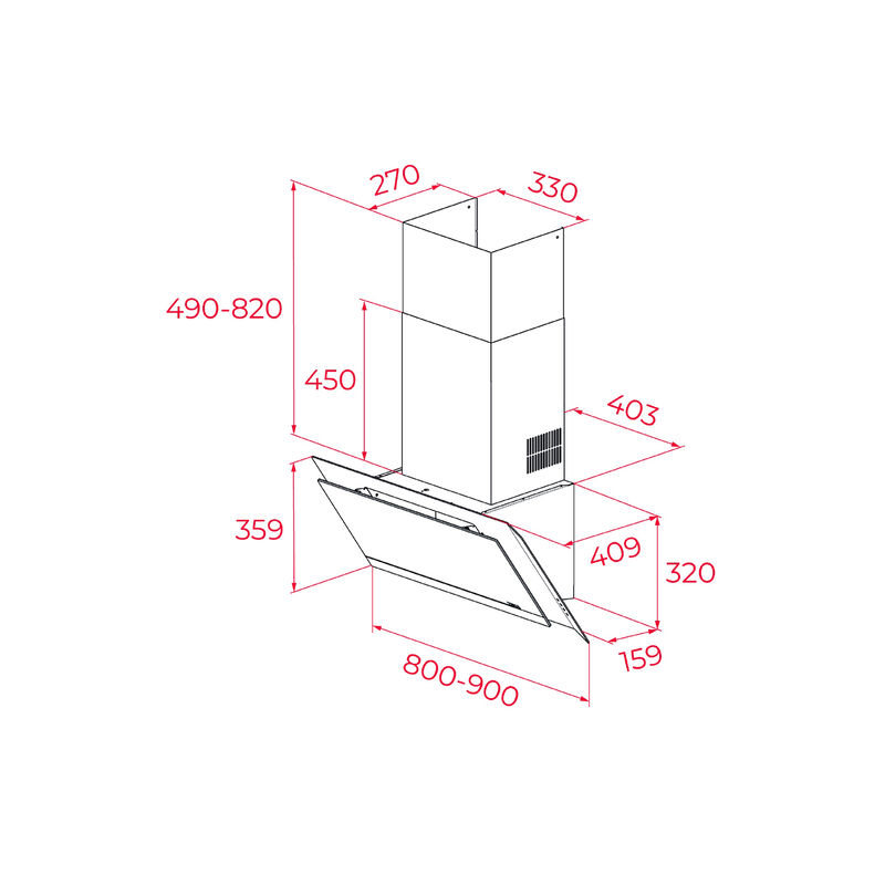 CAMPANA DE PARED DVI-98-G1 90 CM 90X40.9X114 CM