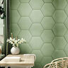 SEMIGRES ESMALTADO HEX CONNECT GREEN MATE 22.8X22.8 CM